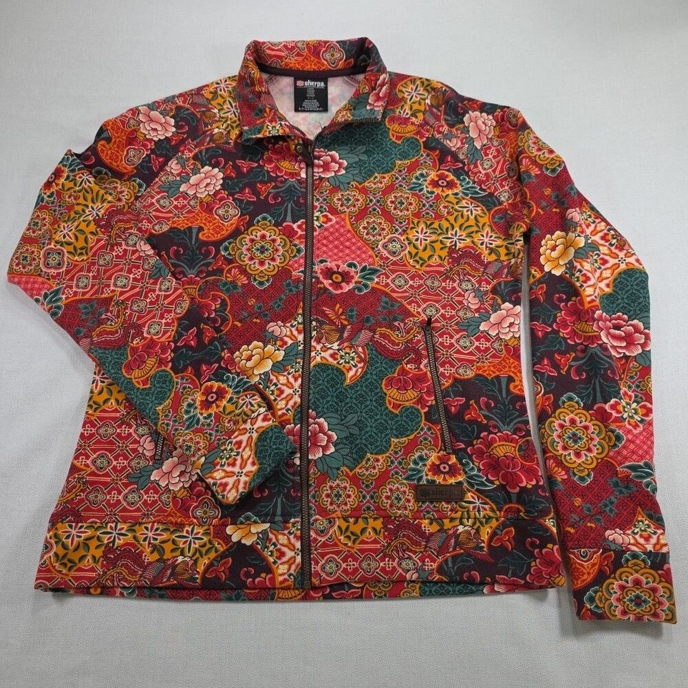 Sherpa Adventure Gear Women's Large Full Zip Jacket Floral Patchwork Boho Print